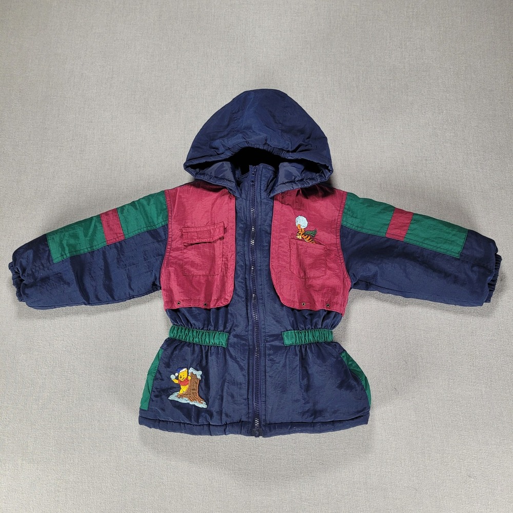 Vintage Disney Winnie the Pooh Colorblock Hooded Winter Jacket 4T K&R Sportswear